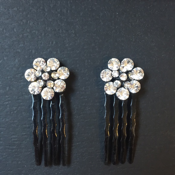 Rhinestoned Flower Bobby Pins - Picture 1 of 1